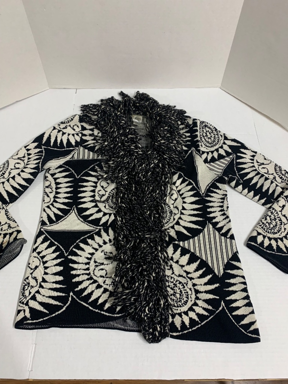Woman's Size 1 (M) Black and White Cardigan Sweater Chicos